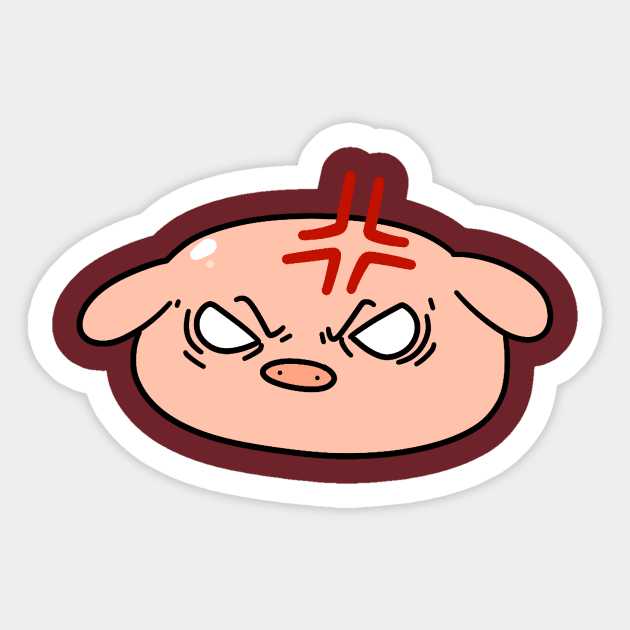 Angry Pig Face Sticker by saradaboru